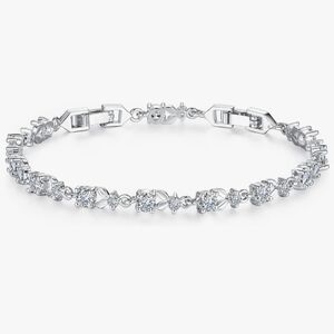 WOSTU White Gold Plated 3mm CZ Classic Tennis Bracelet